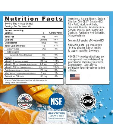 Creatine HCl + Hydration Electrolyte Powder | Citrus Mango | Sugar-Free Rehydration Supplement with Potassium Sodium Zinc & Magnesium (40 Servings - Buy Online on GoSupps.com