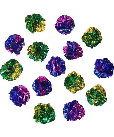 Chiwava 24PCS 1.6" Mylar Balls Shiny Crinkle Cat Toys Ball Kitten Crackle Lightweight Play Assorted Color - Buy Online on GoSupps.com