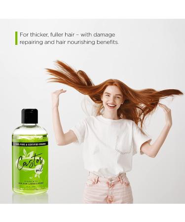 MoeHair Castor Oil (8 fl oz) - 100% Pure Organic Cold Pressed, Hexane Free - for Eyelashes, Eyebrows, Hair & Skin - Made in USA - Buy Online on GoSupps.com