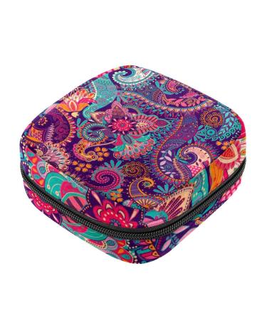 Menstrual Bag with Zipper Ladies Napkin Pouch Tampons Collection Bag for Women and Girls (Paisley Print)
