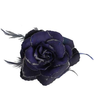 Navy Rose Hair Clip Large Rose Fascinator Flower Hair Clip Navy Blue Hair Accessories Clips Elastic Wedding Hair Flower 1pc