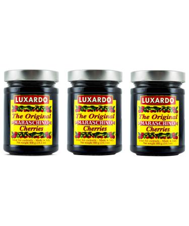 Luxardo Italian Maraschino Cherries In Syrup 400 Gram Jar (Pack of 3)
