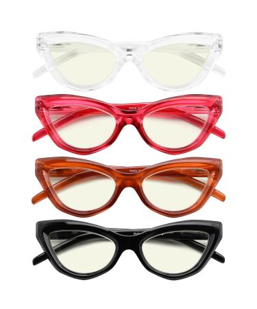 Eyekepper 4-Pack Reading Glasses Blue Light Blocking Cat-eye Computer Glasses Readers Women +1.75 Blue Light Blocking-b40-4 Pairs 1.75 x