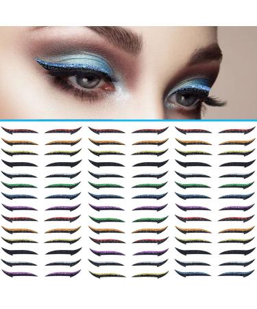 phoebel Stick on Eyeliner Strips  40Pcs 8 Color Waterproof Reusable Eyeliner Strips Easy to Use and Remove