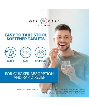 GeriCare Docusate Sodium Stool Softeners | Best Daily Constipation Relief for Women Men & Elderly - 100mg Crushable Tablets (100 Count) Made in the USA - Buy Online on GoSupps.com