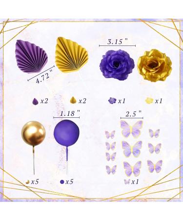 JEVENIS Purple Cake Decorations - Rose Butterfly Palm Leaves & Disco Balls for Wedding Cakes | Stunning Tortendeko Collection - Buy Online on GoSupps.com