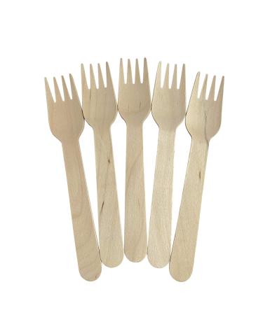 KingSeal Disposable Birch Wood Cutlery Forks, Biodegradable and Earth Friendly, 6 Inch Length - 1 Pack of 100 pcs