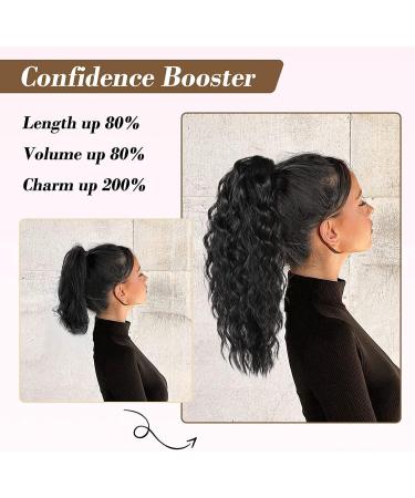 PORSMEER Ponytail Extension Claw Clip Ponytail Hair Extensions Black Natural Looking Long Curly Wavy Multi Layered Fluffy Synthetic Hairpiece for Women Girls Daily Wear or Party 18inch - Buy Online on GoSupps.com