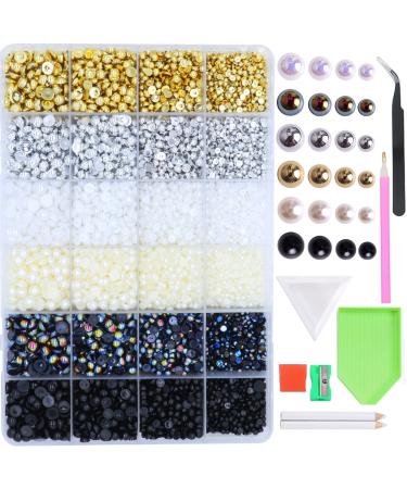 BELICEY 24000pcs Flatback Rhinestones for Crafts Jelly Crystal Rhinestone Round Beads Gems 6 Colors Nail Supplies for Crafts Makeup Face Tumblers DIY Decoration (Pearl3)