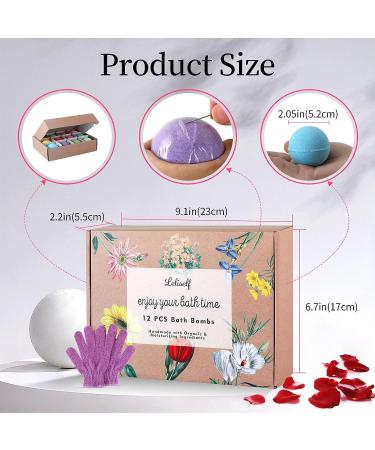 LELISELF 12 Pcs Organic Bath Bombs with Essential Oils & Shea Butter - Moisturizing Bubble Bath Spa Fizz for Dry Skin - Perfect Christmas, Birthday, Valentines, Mother's Day Gift (12 Solid Colors, 3oz each) - Buy Online on GoSupps.com