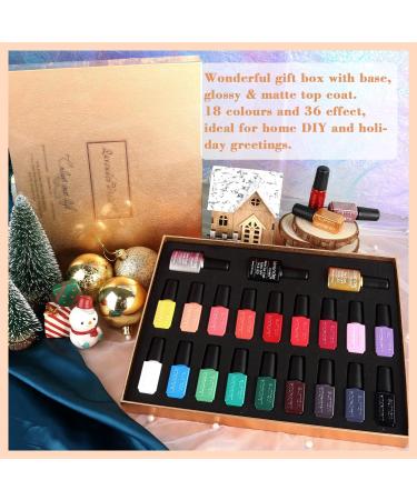 Lavender Violets 21 Pcs Gel Nail Polish Set Solid Classical Colours Soak Off UV LED Nails Varnish With Base Coat Glossy n Matte Top Coat Nail Art Manicure Salon Styling New Year Golden Gift Box #21 Surprise Golden Box - Buy Online on GoSupps.com
