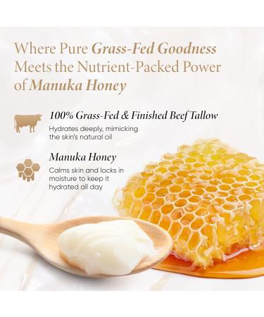 Honeyskin Whipped Tallow and Honey Cream 100% Grass-Fed All Natural Mountain Beef Tallow for Skin Face Moisturizer Nourishing Hydrating Cream for Dry Sensitive Skin Gentle Soothing Care 4oz 4 Ounce (Pack of 1) - Buy Online on GoSupps.com