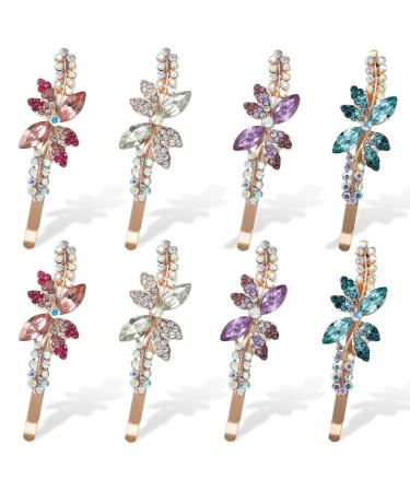 Violet pink bobby pins blue white flower chic rhinestone metal hair clips crystal hair accessories for girls women hairpins 8 pieces 8 pieces flower