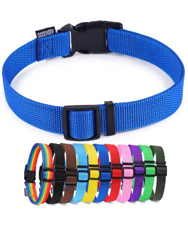 AMAGOOD Pet Essentials 40+ Colors and Size Classic Nylon Adjustable Dog/Cat Collars, for Puppy Small Medium Large Dogs and Cats Medium (Pack of 1) Blue