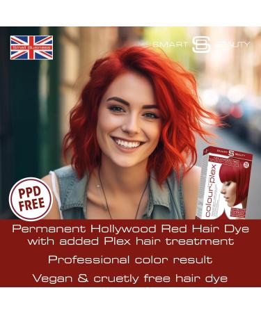 Buy Hollywood Red Permanent Hair Color - Anti-Hair Breakage & Vegan - 100% Gray Coverage - Smart Beauty 125ml - Bright Red for All Hair Types - Buy Online on GoSupps.com