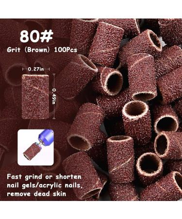 Belle 300 Pcs Sanding Bands Nail Drill Set 80 120 180 Grit Files - Professional Manicure Nail Drill Bits Brown - Buy Online on GoSupps.com