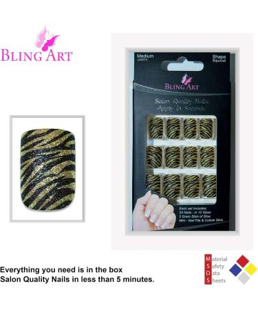 False Nails French Manicure Gold Camouflage 24 Full Cover Medium Tips UK - Buy Online on GoSupps.com