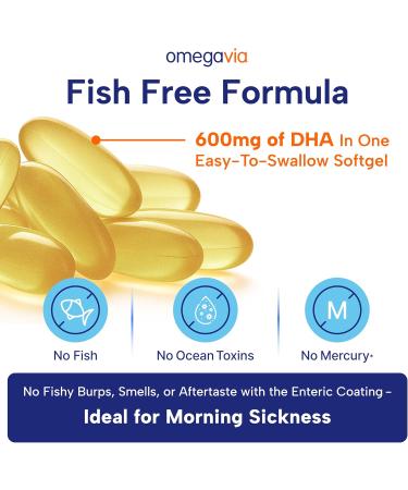 OmegaVia Prenatal DHA 600mg | Fish-Free Omega-3 Supplement | Supports Baby s Brain Eye & Nervous System Development | Safe for Pregnancy & Lactation | 30 Easy-to-Swallow Softgels Prenatal DHA 30 Count (Pack of 1) - Buy Online on GoSupps.com