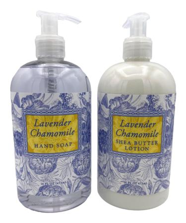 Greenwich Bay Lavender Chamomile Liquid Hand Soap & Lotion Combo with Shea Butter - Botanical Collection - Beautiful Packaging - 16 Ounce Each Bottle (Lavender Chamomile)