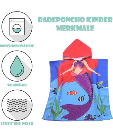 FEBE Children's Bath Poncho Towel with Hood | Toddler Mermaid Bathrobe Perfect for Kids' Bath Time - Buy Online on GoSupps.com