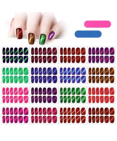 MWoot 16 leaf glitter nail stickers with nail files nail art sticker cat eye nail ticker design self -adhesive manicure sticker beautiful fashion DIY decoration - Buy Online on GoSupps.com