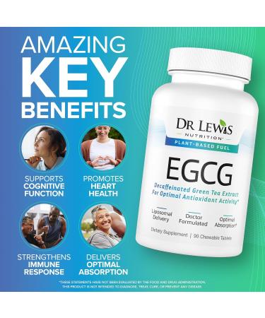 Liposomal Decaffeinated Green Tea Extract 94% EGCG Supplement with Clinically Tested Plant Based Blend for Heart Brain Support & Overall Well Being - Gluten-Free Non-GMO - 90 Chewable Vegan Tablets - Buy Online on GoSupps.com