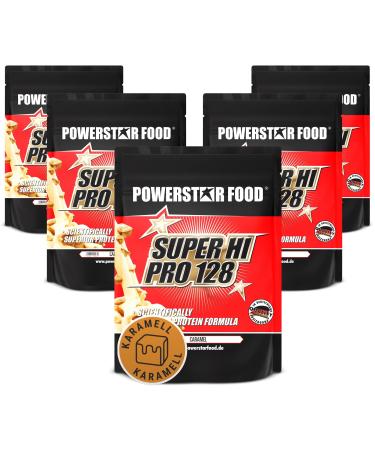 Powerstar Super Hi Pro 128 |Multi-component protein powder caramel 5x1000g |Highly possible biological value |Protein powder with 80% protein i.tr.|Protein shake for muscle building & weight loss caramel 1 kg (5 Pack)