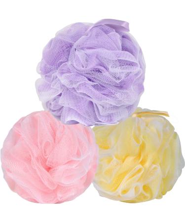 BCKENEY Bath Loofah Sponge Soft Mesh Shower Puff for Body Wash Bath Sponge Body Scrubber for Women & Men Body Exfoliator-Bathing Accessories (3Pack 75G XL)