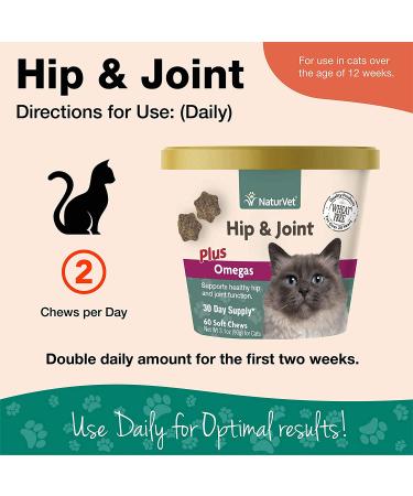 NaturVet Hemp Joint Health for Cats | 60 Soft Chews | Glucosamine & MSM | Omega-3 Support | Healthy Hips & Joints | 30 Day Supply - Buy Online on GoSupps.com