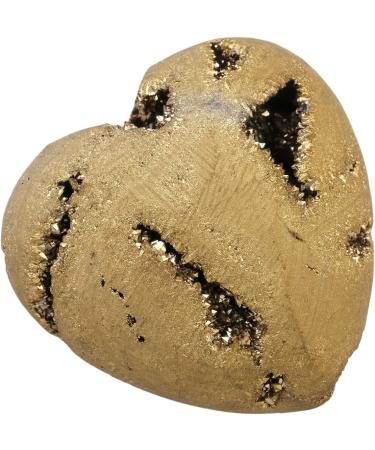 Nupuyai Gold Agate Geode Heart Palm Worry Stone - Chakra Reiki Healing Crystal Love Stone - Buy Online on GoSupps.com