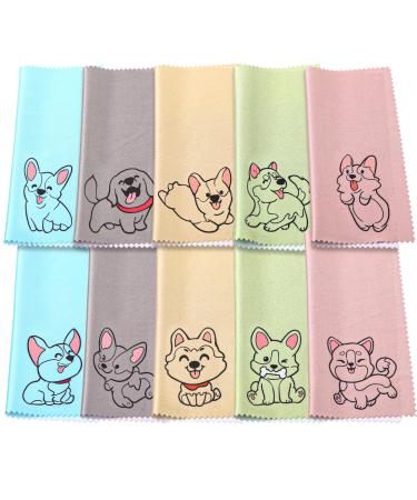 WILLBOND 20 Pcs Microfiber Cleaning Cloth Cute Dog Design Microfiber Cloth Soft Multicolor Glasses Cleaner Cloth for Eyeglasses Camera Lens Cell Phone Screens Glasses 6 x 6 Inches