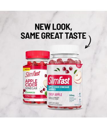 SlimFast Apple Cider Vinegar Gummies 500mg Organic ACV/Serving, Crisp Apple Flavor, 45 Servings - Buy Online on GoSupps.com
