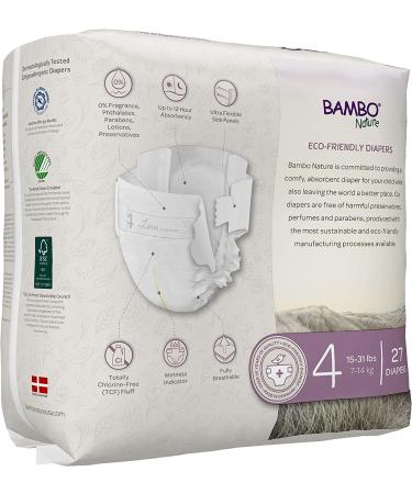 Bambo Nature Premium Eco-Friendly Baby Diapers (SIZES 1 TO 6 AVAILABLE)  Size 4  27 Count- Pack of 6 Size 4 (162 Count) 162 - Buy Online on GoSupps.com