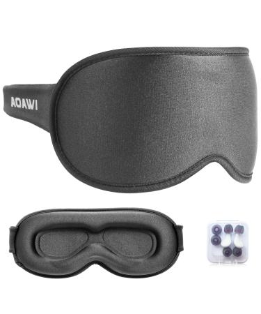 3D Contoured Cup Sleeping Eye Mask Soft and Gentle Breathable Comfortable for Side Sleep Travellers Yoga Men Women Adjustable with Silicone Ear Plugs for Sleeping Noise Reduction