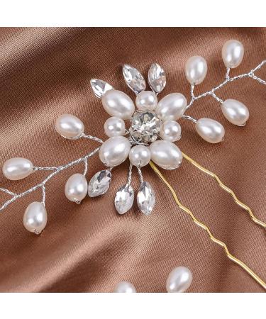 WBCBEC 5-Piece Pearl & Crystal Wedding Hair Pins Set - Bridal Accessories in Gold for Brides, Bridesmaids, and Flower Girls - Buy Online on GoSupps.com