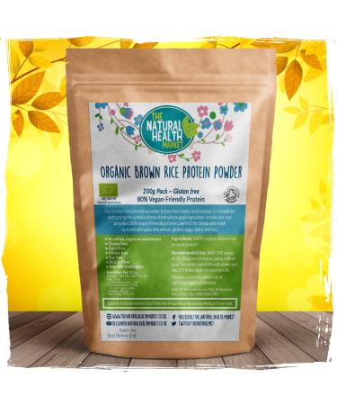 Organic Brown Rice Protein Powder by The Natural Health Market Vegan Protein Source 80% Protein by Weight (200g) Brown Rice 200g