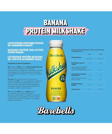 Buy Barebells Creamy Protein Shake - Low Sugar 24g Protein Lactose Free Banana Milkshake - 8 x 330ml Bottles | International Shipping Available - Buy Online on GoSupps.com