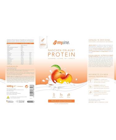 Myline Protein Peach Yoghurt with Fruit Pieces - High-Quality 400g Protein Powder & Recipe Booklet - International Shipping Available - Buy Online on GoSupps.com