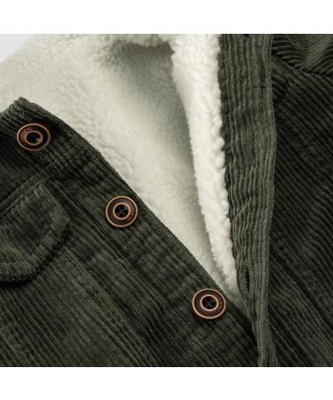 Volunboy Toddler Corduroy Sherpa Jacket | Button Down Warm Coat for Baby Boys/Girls - Green (12 Months) - Buy Online on GoSupps.com