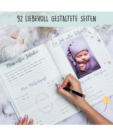 Milo & Kids Baby Album My First Year (Panda) | Personalized Baby Diary | Special Birth Gift for Boys & Girls | A4 Baby Souvenir Book - Watercolor Green - Buy Online on GoSupps.com