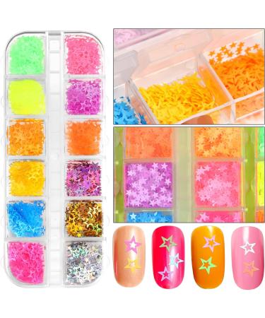 Flower Nails Flakes 12 Colors Nails Art Nail Sequins Nail Glitter Mix Color Fluorescent(02) - Buy Online on GoSupps.com