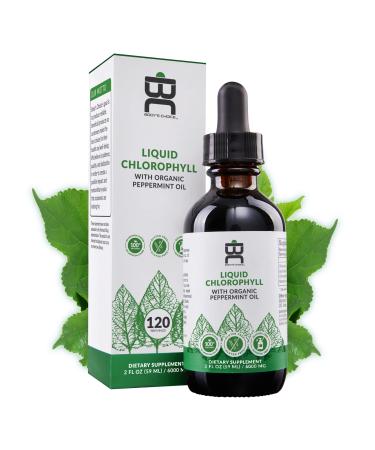 Body's Choice Liquid Chlorophyll Drops with Organic Peppermint Oil - Premium Quality 100% Natural - Energy Boost & Skin Health. Alcohol Free Gluten Free Vegan Non-GMO
