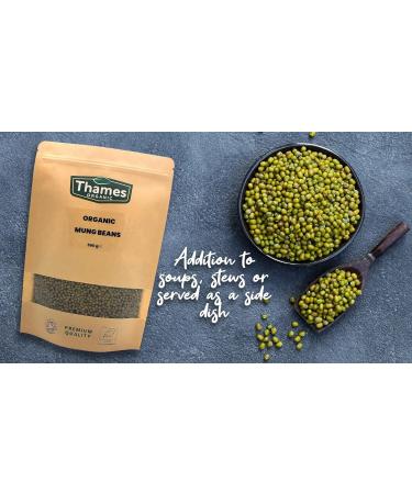 Organic Mung Beans 500g - High Fiber & Protein, Vegan & GMO-Free - Nutritious & Sustainable - Thames Organic - Buy Online on GoSupps.com
