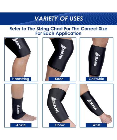 Large Asani Compression Ice Pack Sleeve for Hot/Cold Therapy - Reusable Wrap for Elbow, Knee, Calf Injury - Tendonitis, Tennis & Golf Elbow Relief - 1 Pack - Buy Online on GoSupps.com