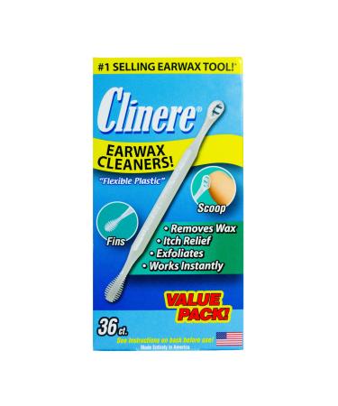 Clinere Ear Cleaners Club Value Pack, 36 Count Earwax Remover Tool Safely and Gently Cleaning Ear Canal at Home, Ear Wax Cleaner Tool, Itch Relief, Ear Wax Buildup, Works Instantly, Earwax Cleaners 36 Count (Pack of 1)