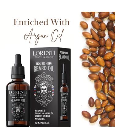 LORENTI TOKYO & SEOUL Beard Oil | Nourishing Growth Serum with Argan Oil & Vitamin E | Moisturizing Leave-in Beard Treatment 1.6 Oz - Buy Online on GoSupps.com