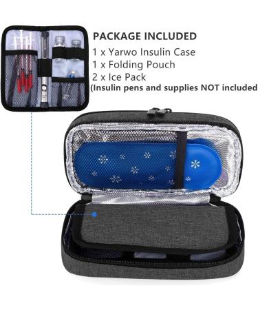 Yarwo Insulin Cooling Bag for Diabetes | Diabetic Accessories & Injection Storage | Medium Black with 2 Fridge Packs - Buy Online on GoSupps.com