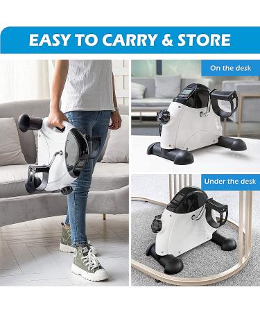 TABEKE Under Desk Mini Bike Pedal Exerciser for Seniors - Arm/ Leg Exercise with LCD Display - White - Buy Online on GoSupps.com