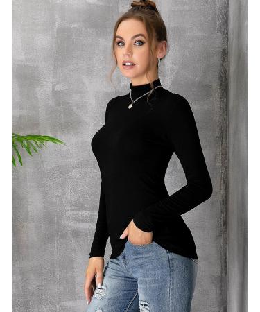 MANGDIUP Women's Mock Turtle Neck Long Sleeve Sleeveless Pullover Top - Black XL - Buy Online on GoSupps.com