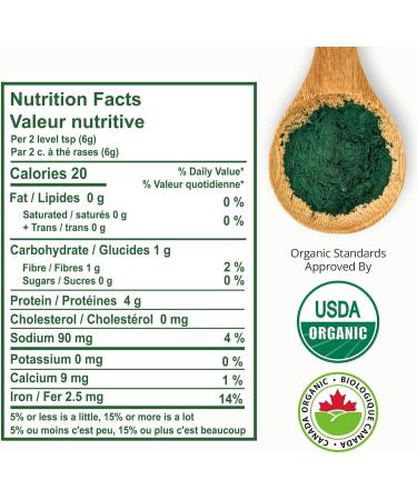 Aimgrow Organic Spirulina Powder Protein-Rich Spirulina for Eye Skin and Immune Health Canada Organic Non-GMO and Gluten-Free 454 Grams - Buy Online on GoSupps.com